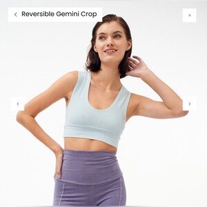 Groceries Apparel Reversible Gemini Crop Top Light Blue Size L Non-Toxic Dye New
